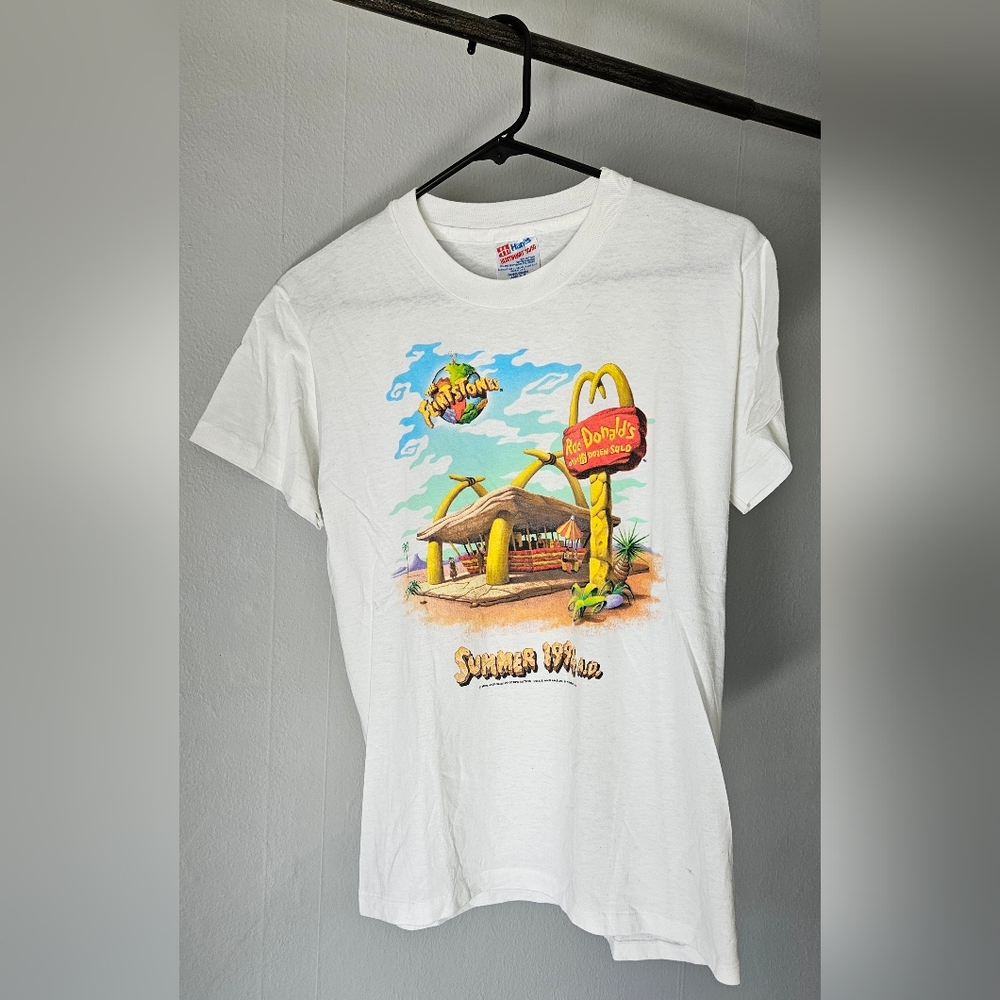 1994 McDonald's x The Flintstones Movie White Graphic Short-Sleeve T-Shirt
